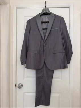 Michaels Slate Gray Two-Piece Suit with Satin Lapel